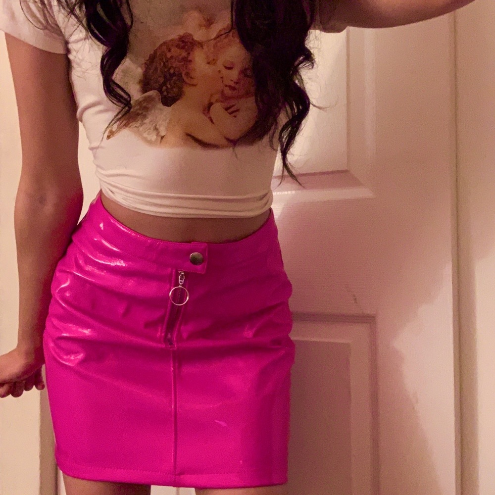 Forever 21 pink pvc skirt